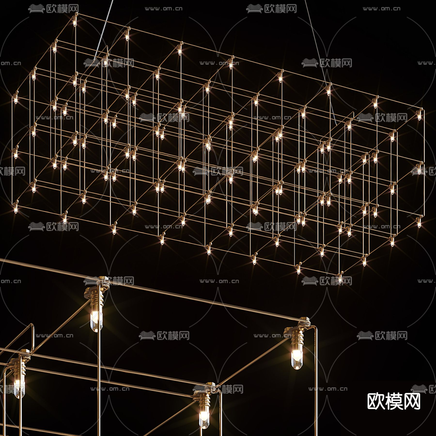 轻奢吊灯 矩阵灯 大堂灯3d模型下载