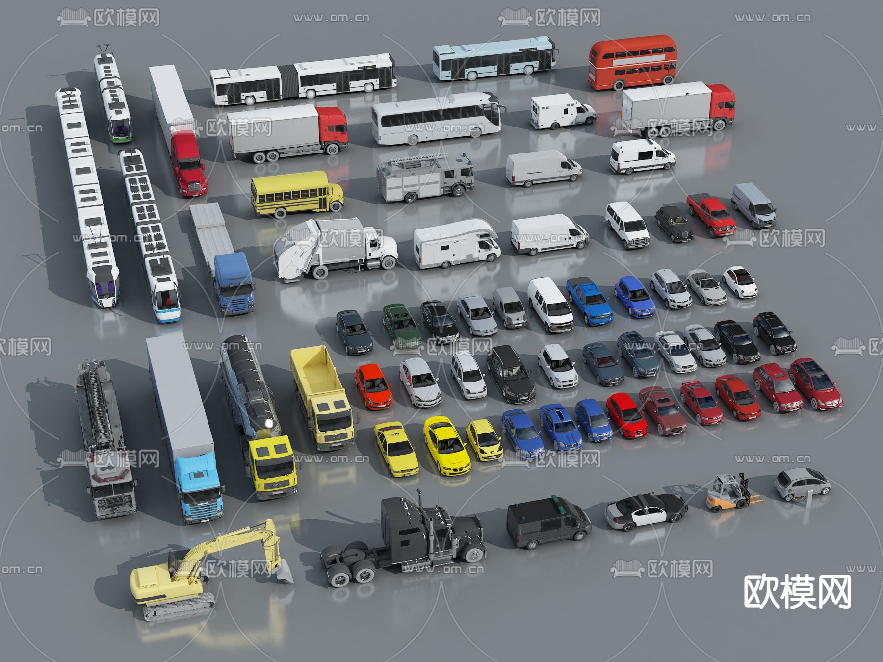 汽车 公交车 货车 大巴车3d模型下载