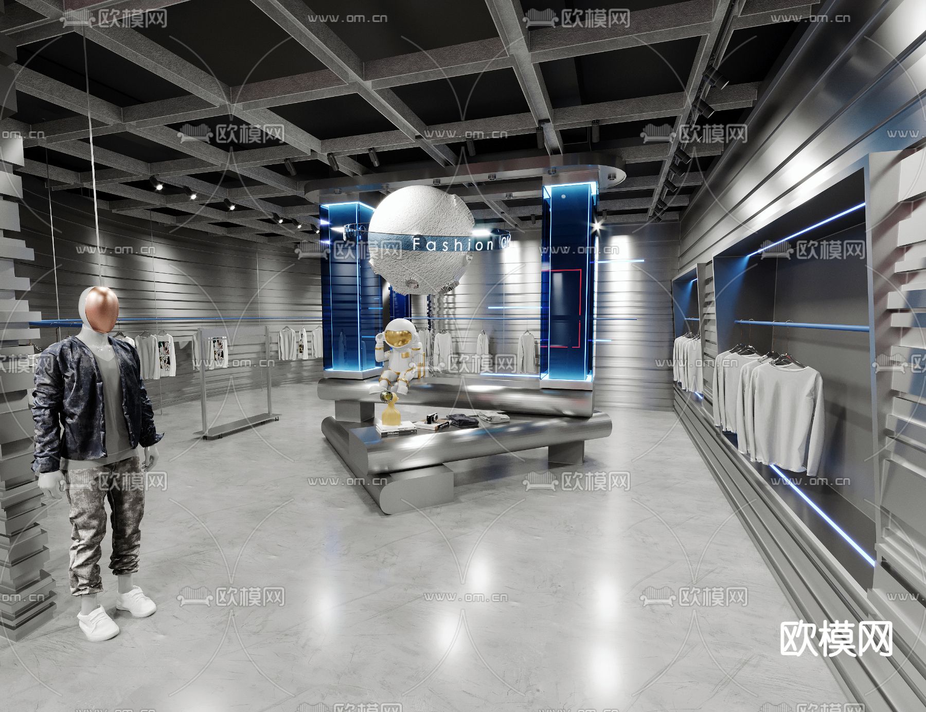 男士服装店 潮牌店3d模型下载（渲染图3）