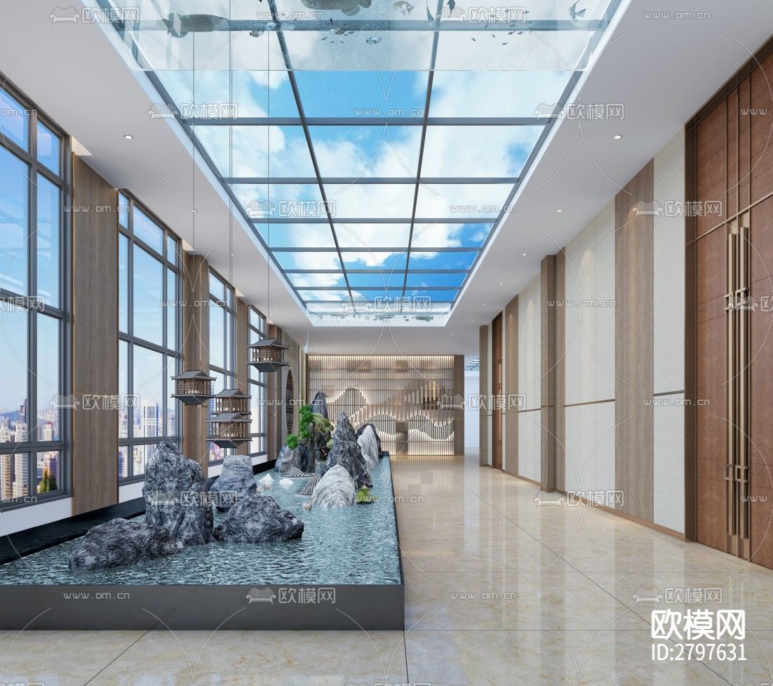 鼎诚水务综合服务中心土建及装饰工程cad施工图下载（渲染图1）