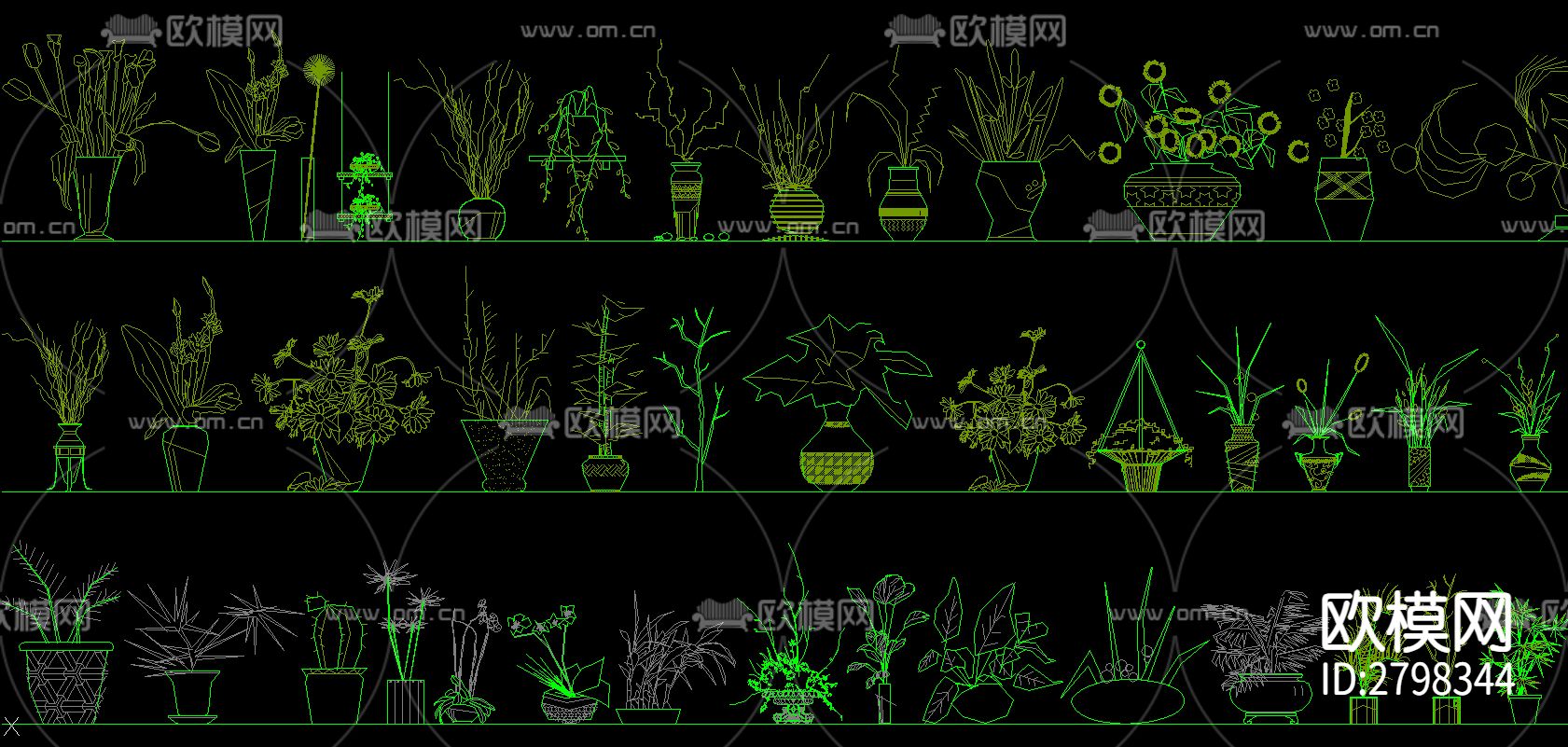 常用植物乔木景观树cad图库下载（渲染图7）
