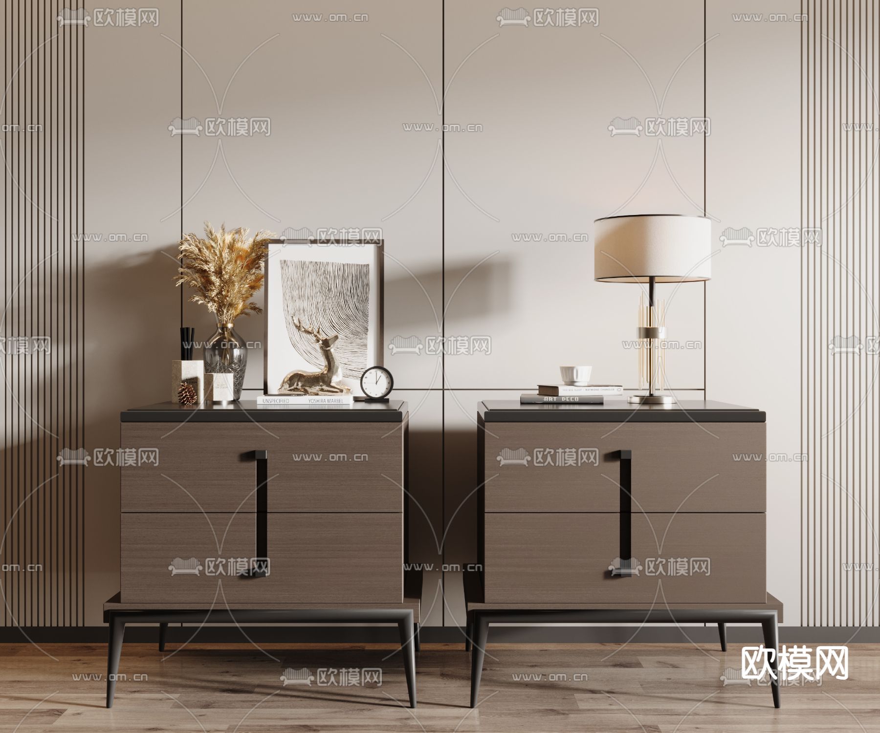 侘寂床头柜3d模型下载