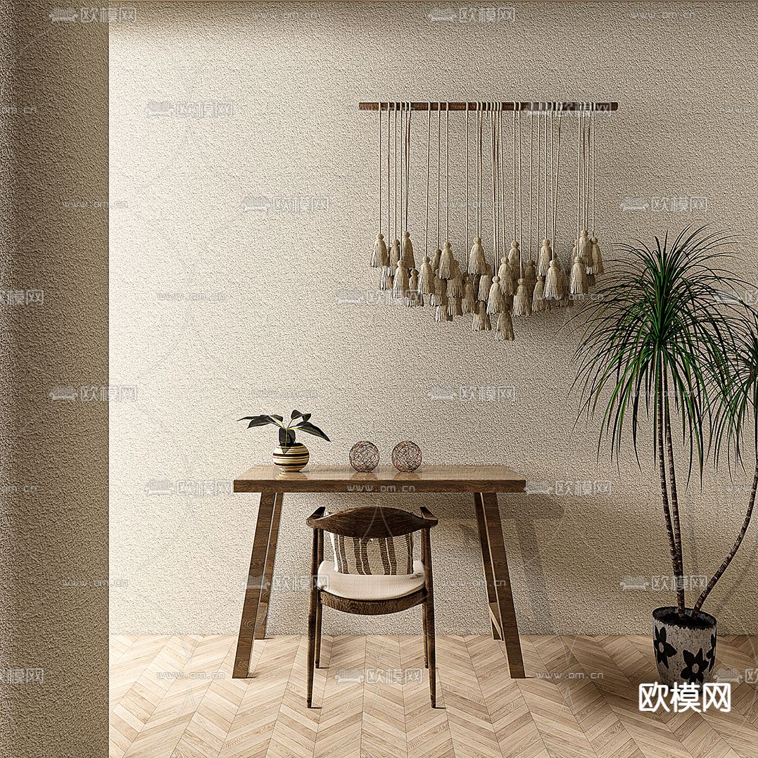 侘寂风梳妆台su模型下载（渲染图1）