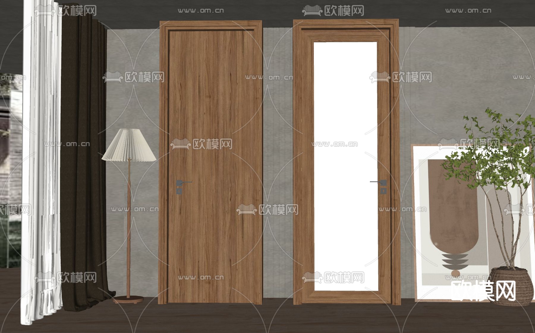 北欧单开门su模型下载（渲染图2）