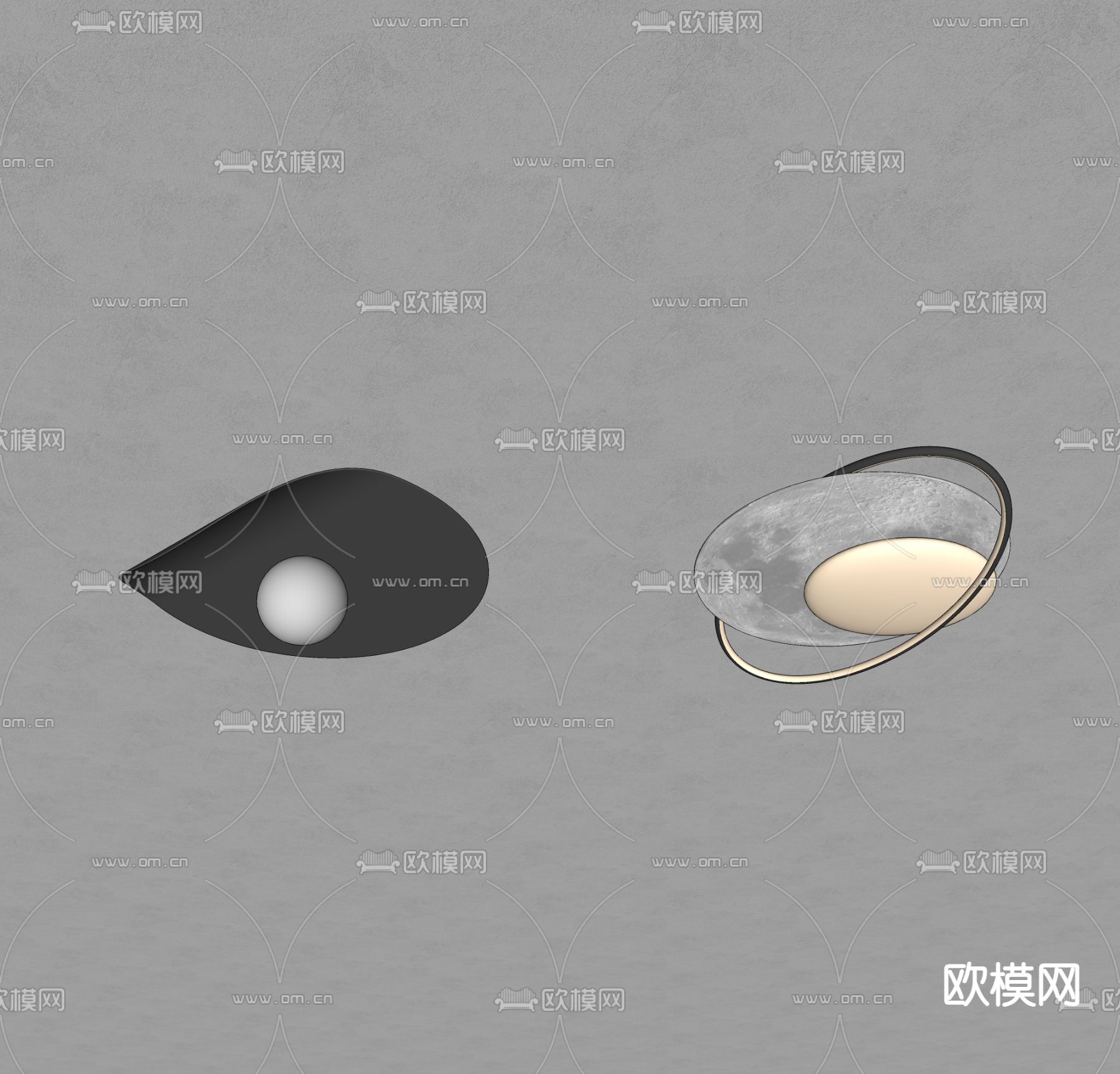 现代吸顶灯su模型下载（渲染图4）