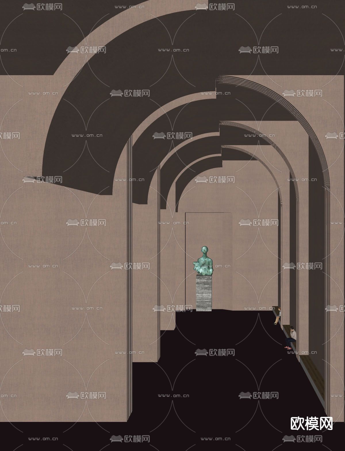 轻奢公司过道su模型下载（渲染图2）