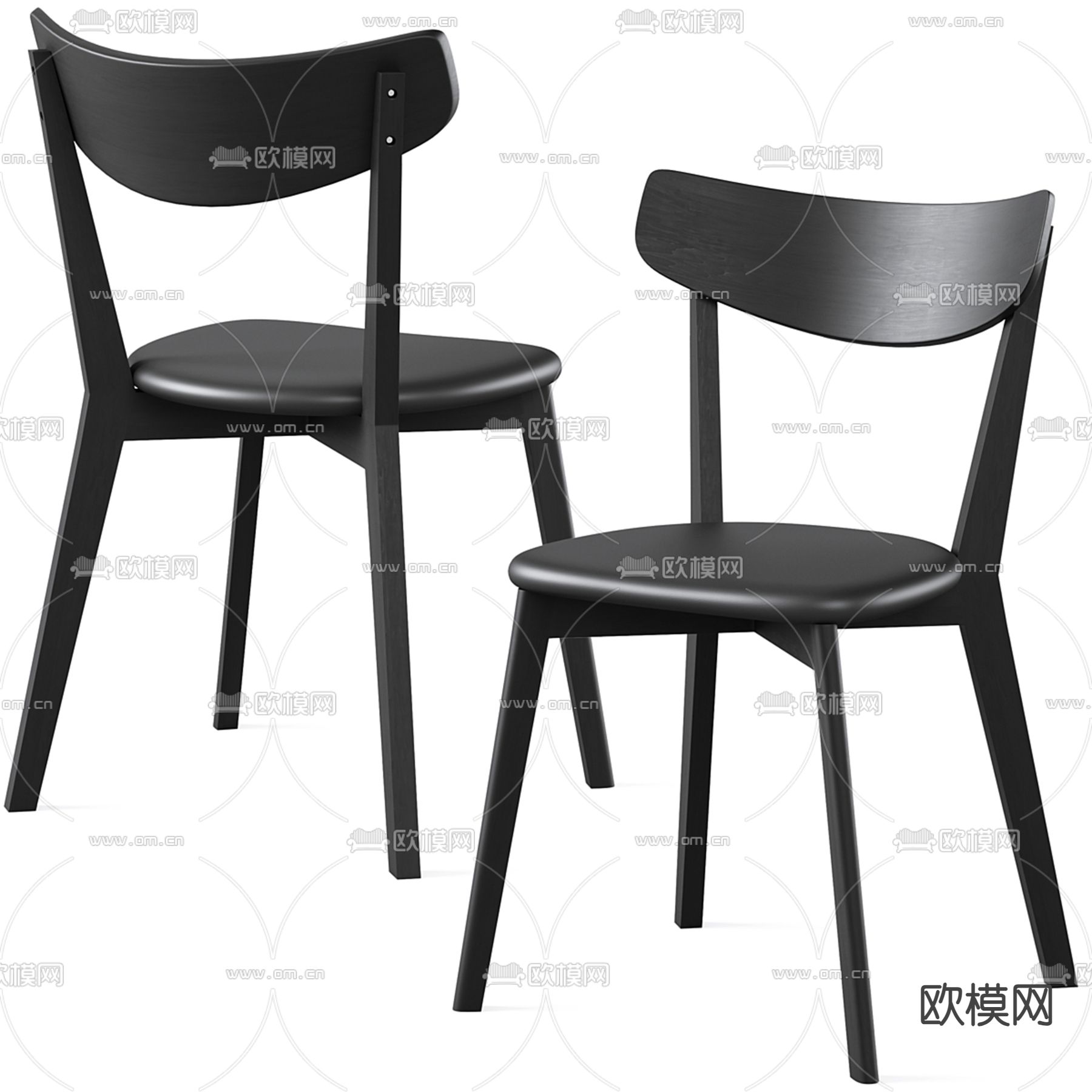 高级灰餐桌椅 圆餐桌3d模型下载（渲染图2）