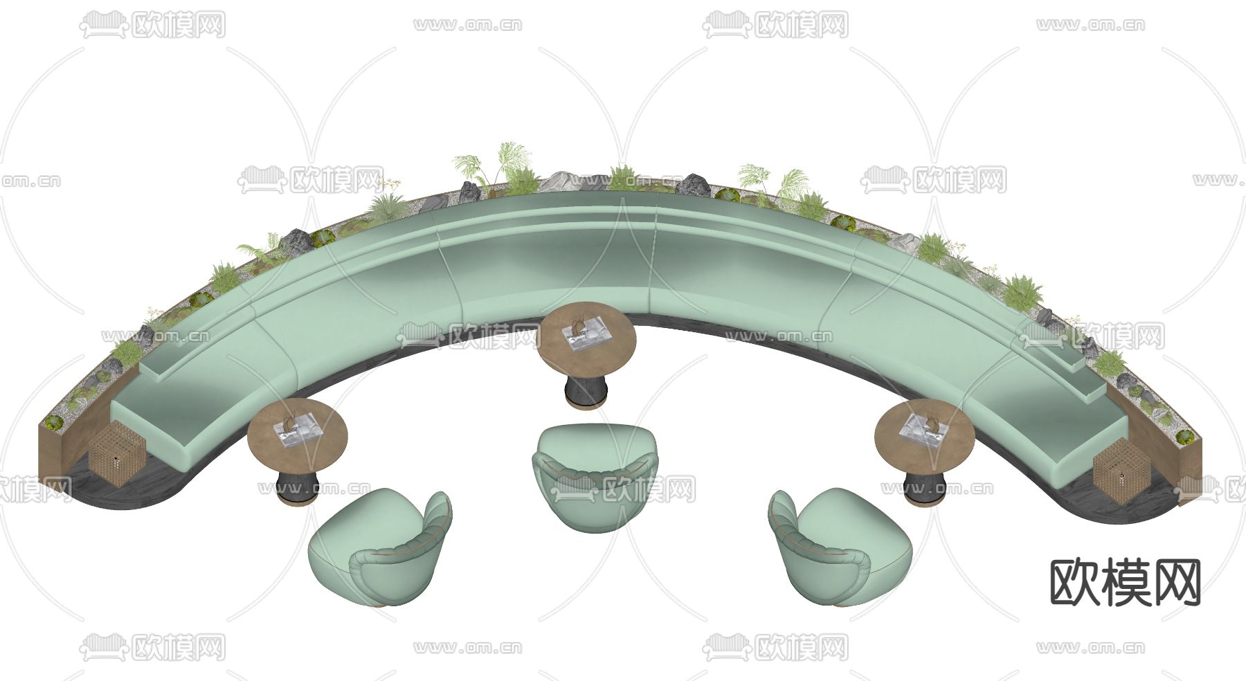 现代休闲沙发su模型下载（渲染图2）
