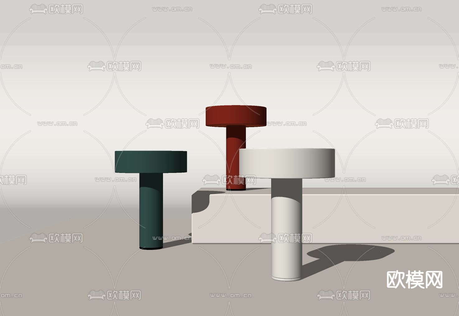 现代台灯su模型下载（渲染图2）