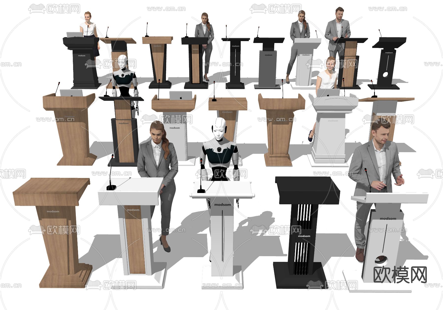 讲台 讲桌 演讲台su模型下载（渲染图2）