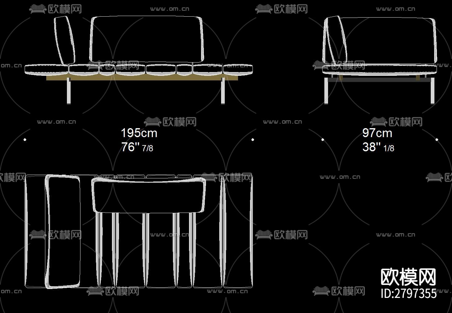 家具三视cad大样图下载（渲染图2）