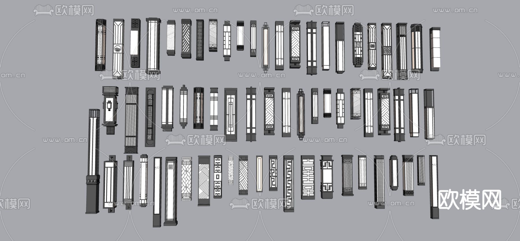 新中式壁灯su模型下载（渲染图2）