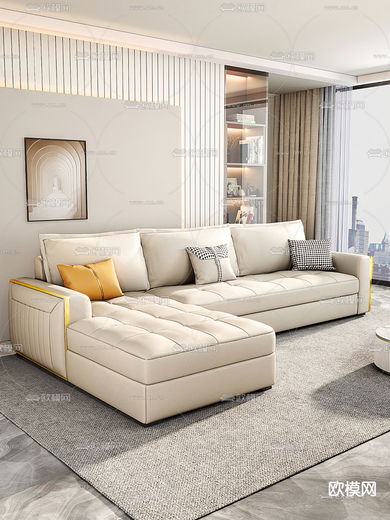 转角沙发 多人沙发3d模型下载