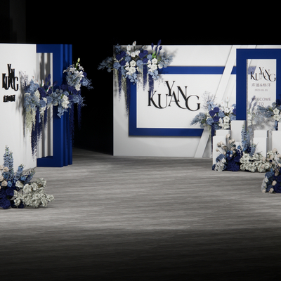  蓝色婚礼通道su模型 