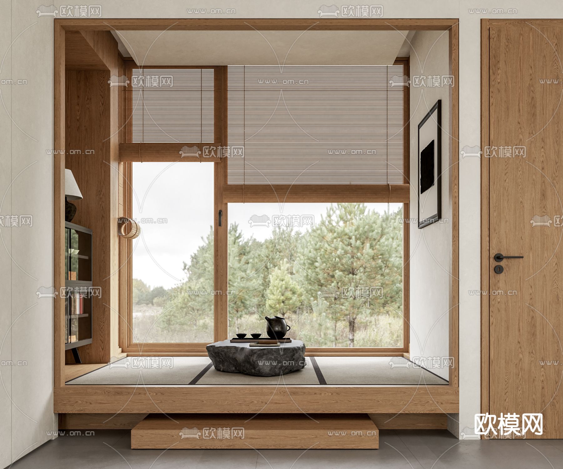 日式榻榻米茶室su模型下载（渲染图1）