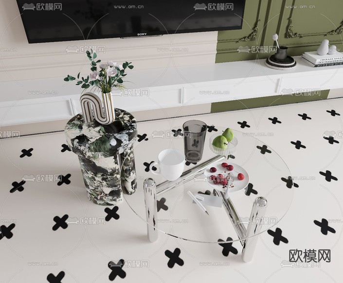 轻奢茶几su模型下载(渲染图1)