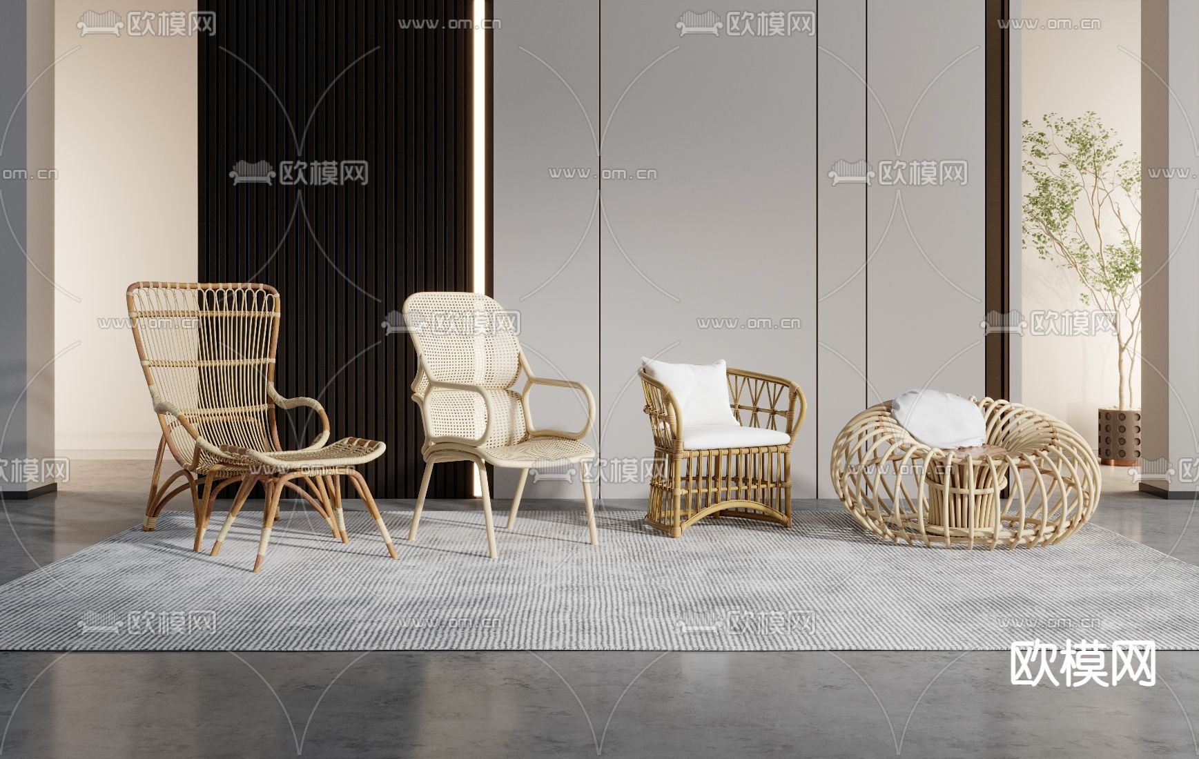 户外椅 藤编椅3d模型下载