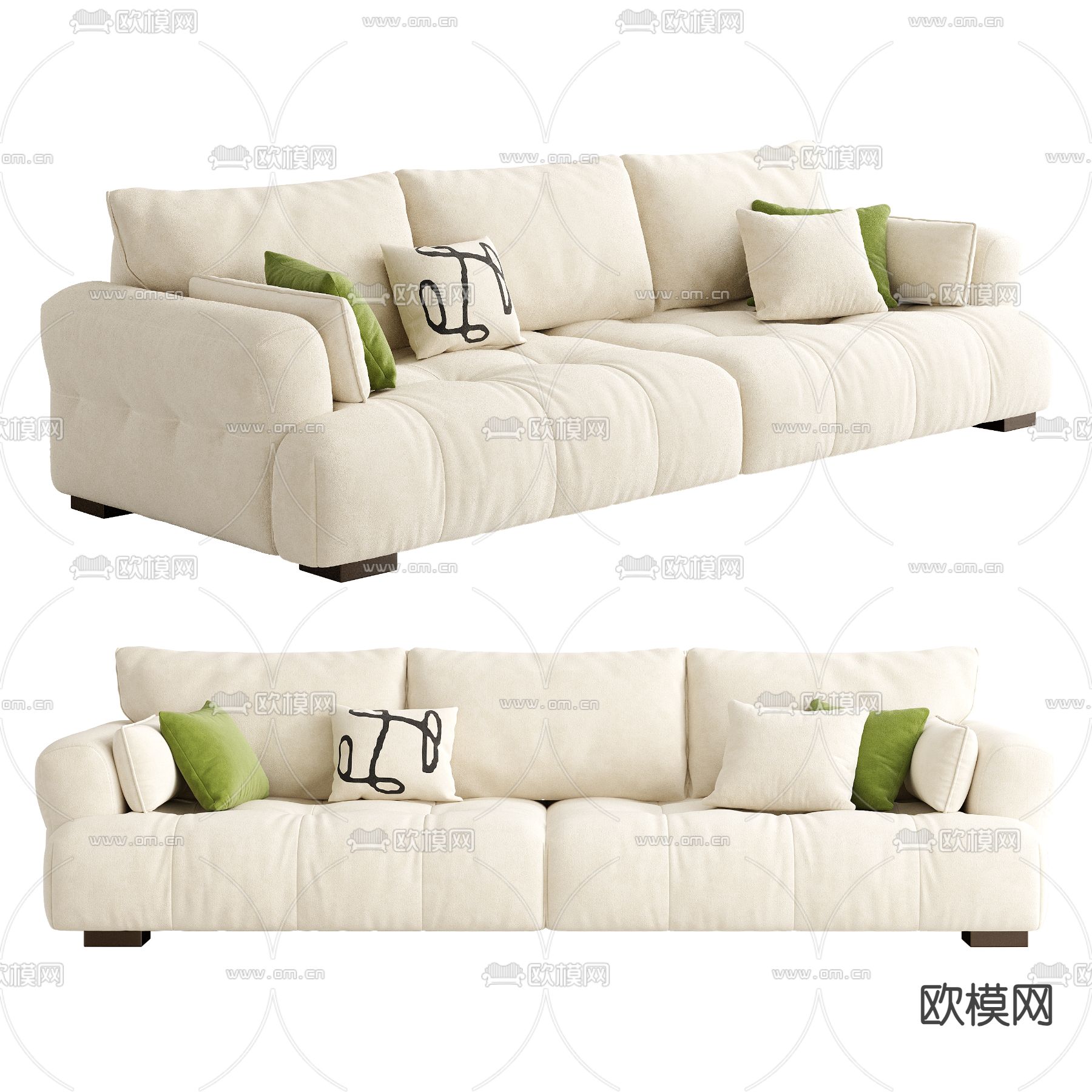 双人沙发 软体沙发3d模型下载（渲染图1）