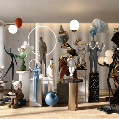  潮玩 雕塑摆件su模型 