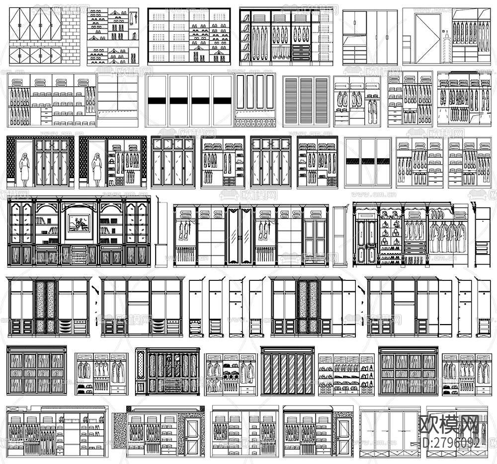 衣柜室内设计cad图库下载（渲染图4）