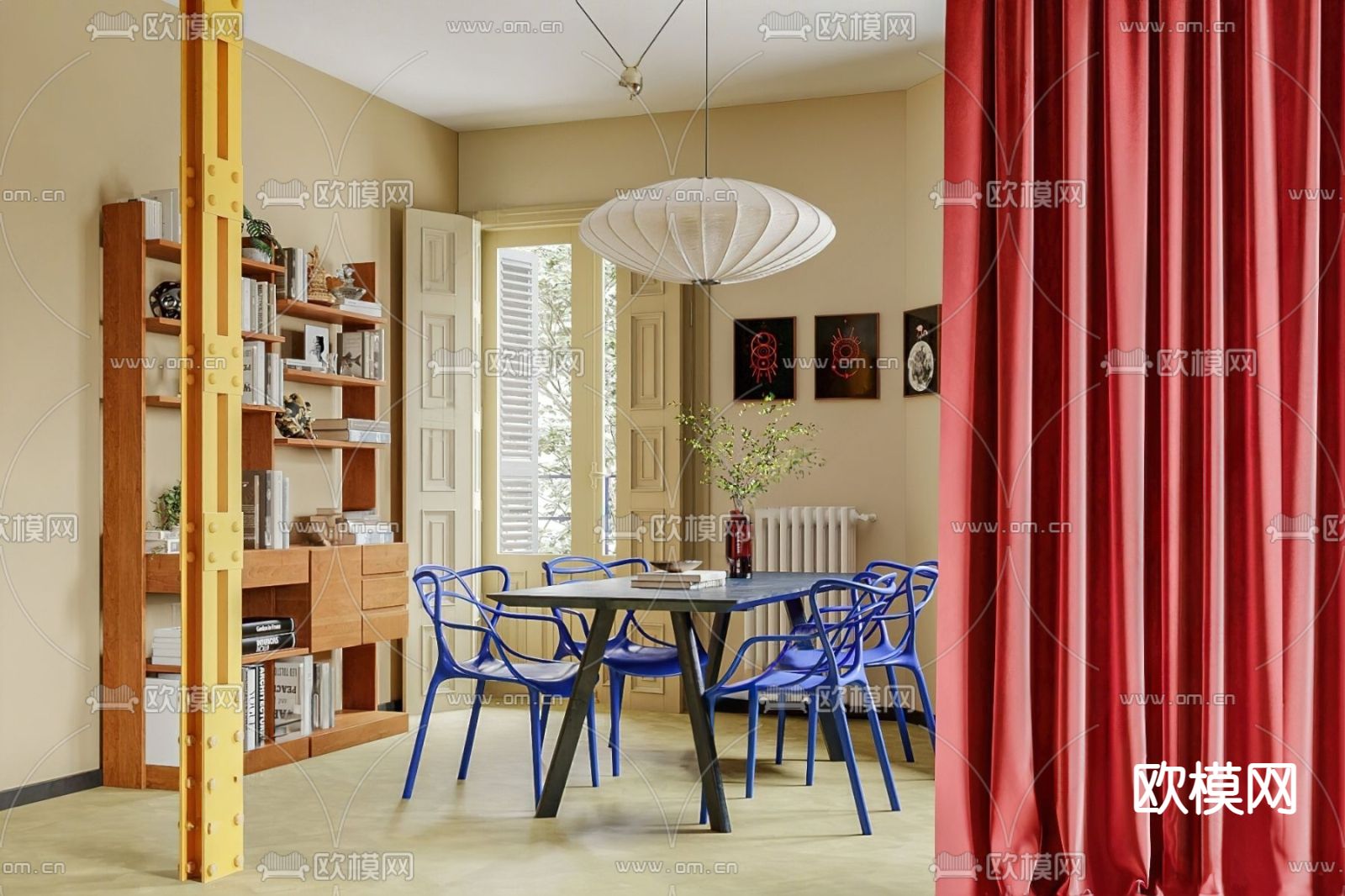 孟菲斯风餐厅su模型下载（渲染图1）
