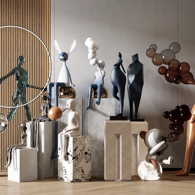  潮玩 雕塑摆件su模型 