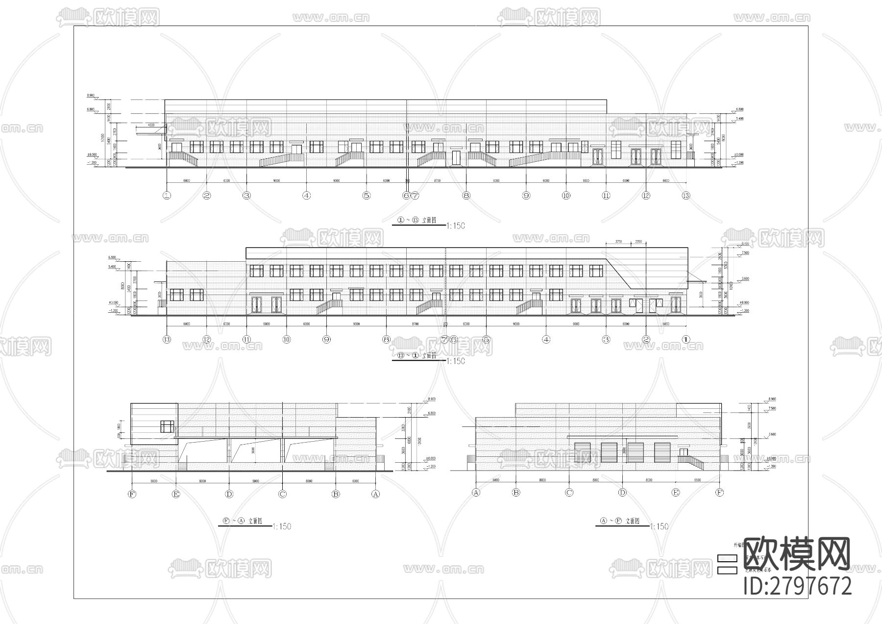 冷链物流及城市配送中心屠宰场工程cad施工图下载（渲染图4）