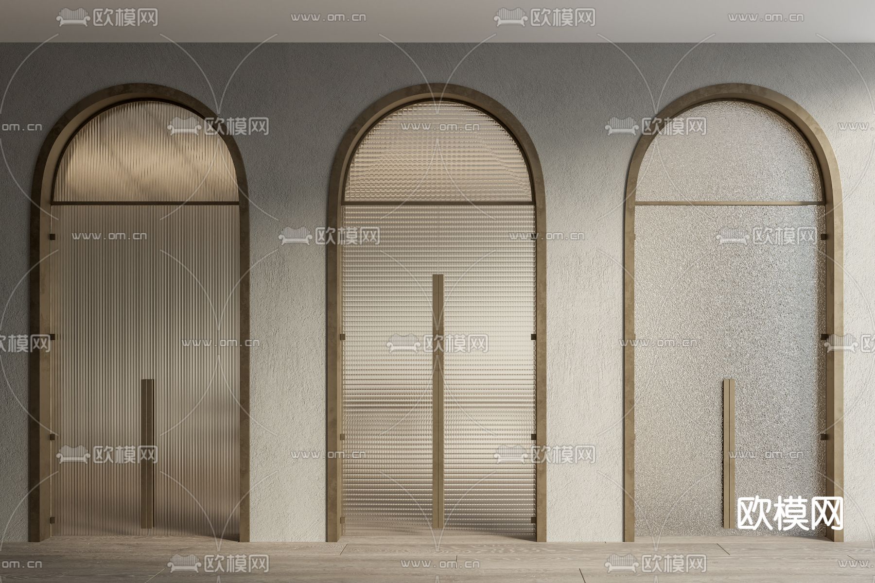 侘寂风玻璃门 拱形门su模型下载（渲染图1）