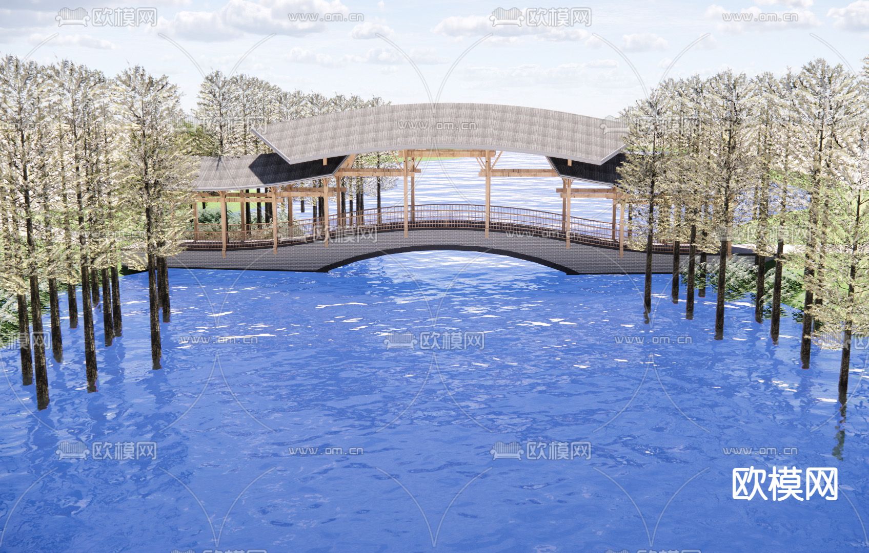 风雨廊 桥 景观桥su模型