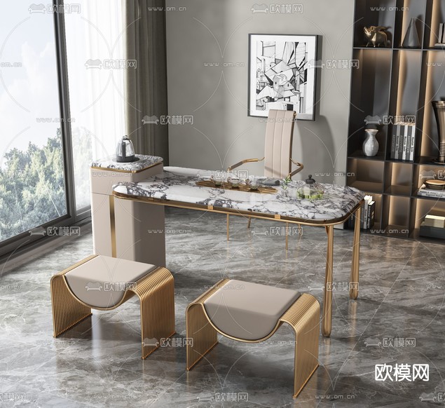 轻奢茶桌 茶台3d模型下载