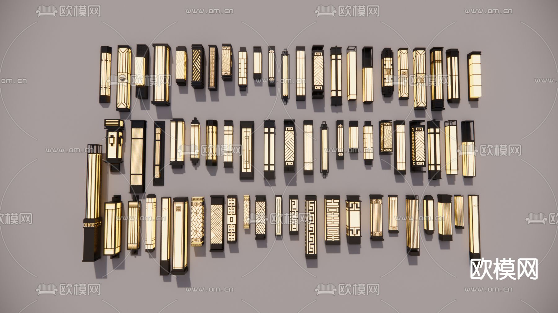 新中式壁灯su模型下载（渲染图1）