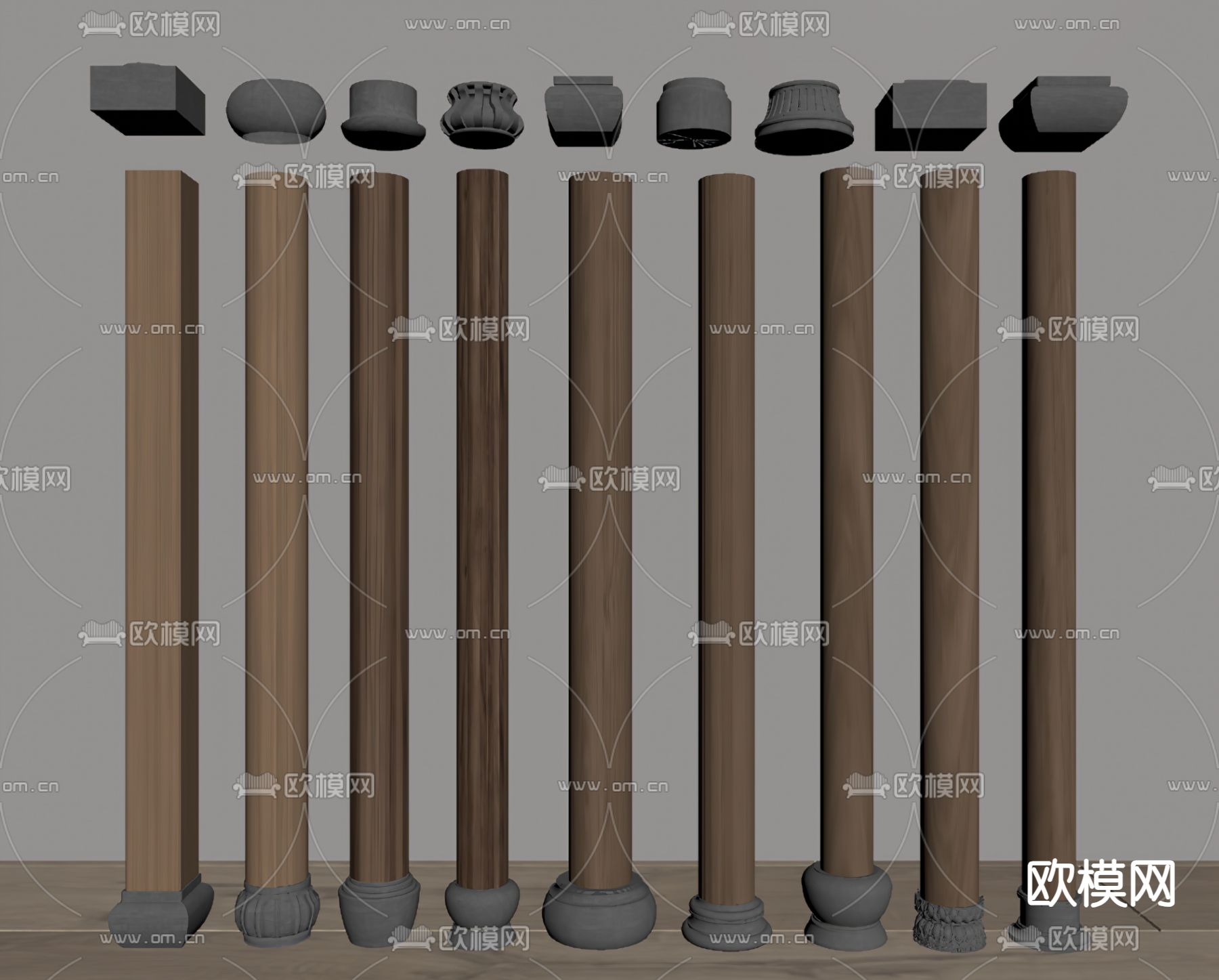 中式柱子 木柱su模型下载（渲染图2）