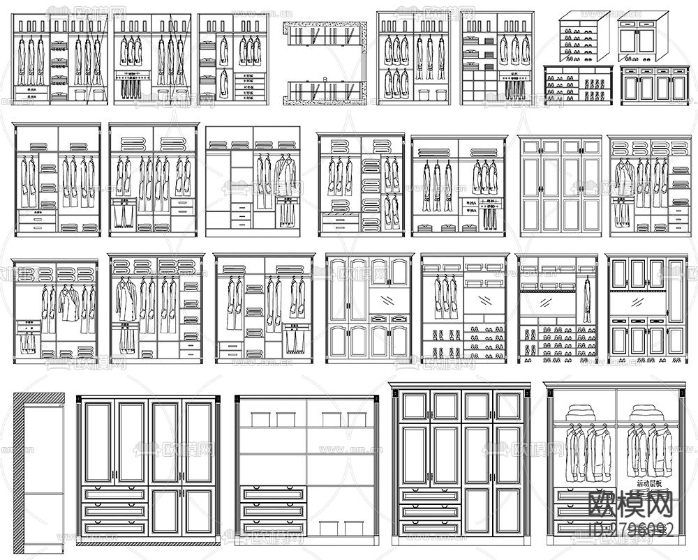 衣柜室内设计cad图库下载（渲染图5）