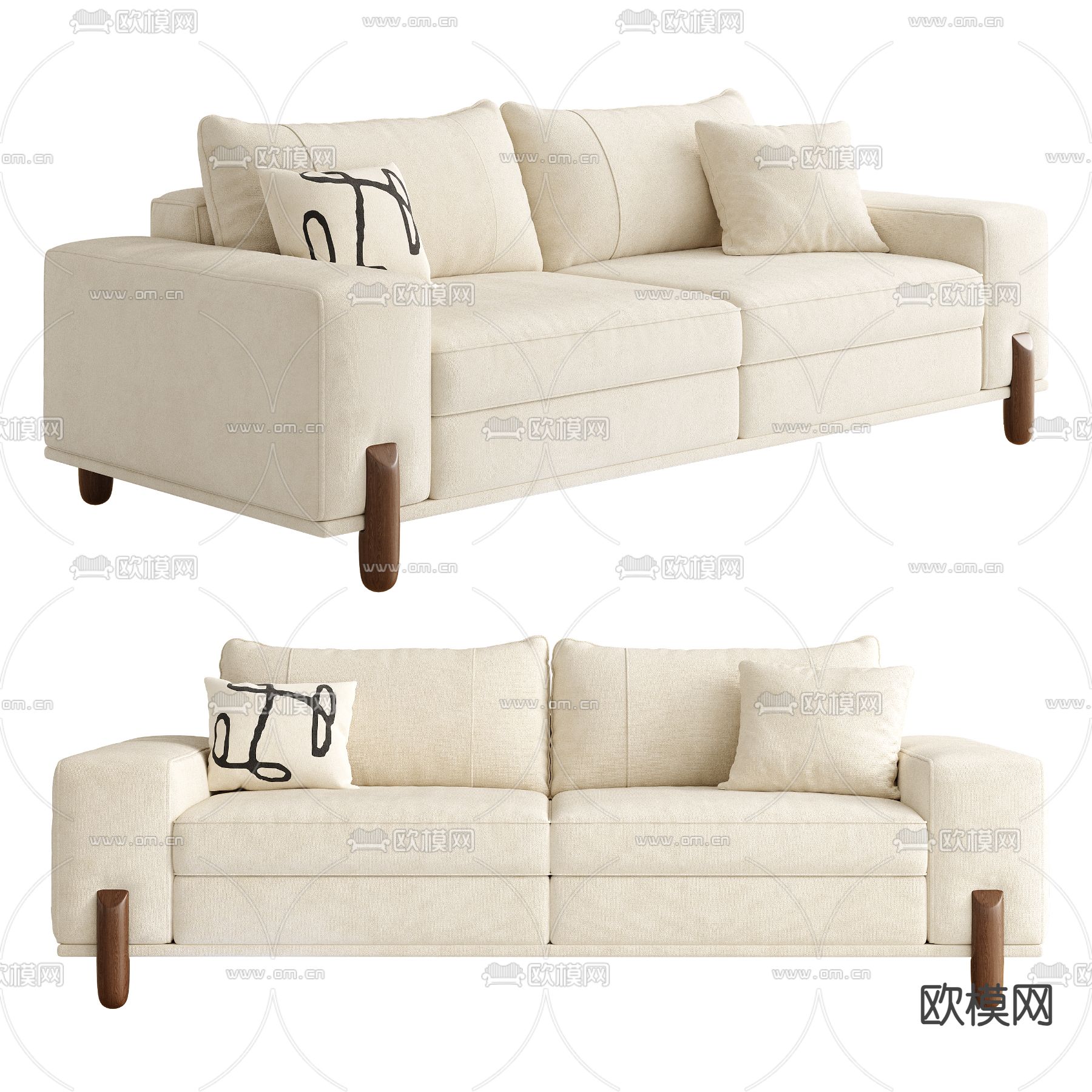 双人沙发 软体沙发3d模型下载（渲染图1）