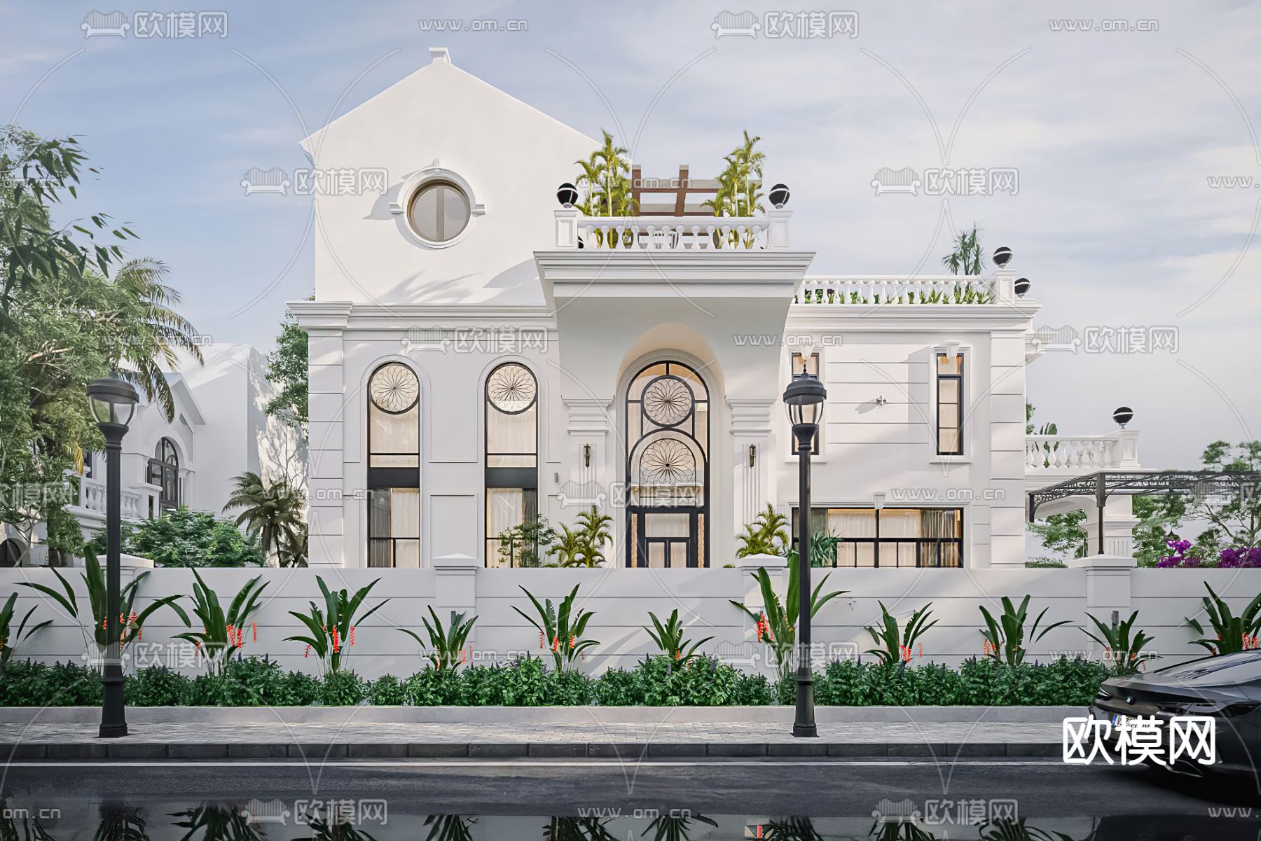 欧式别墅外观3d模型下载（渲染图4）