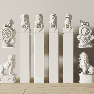  新中式拴马桩su模型 