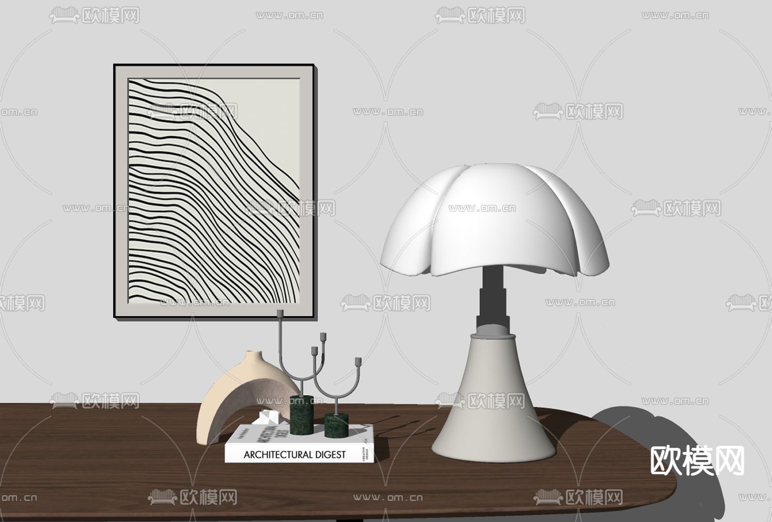 北欧台灯su模型下载（渲染图2）