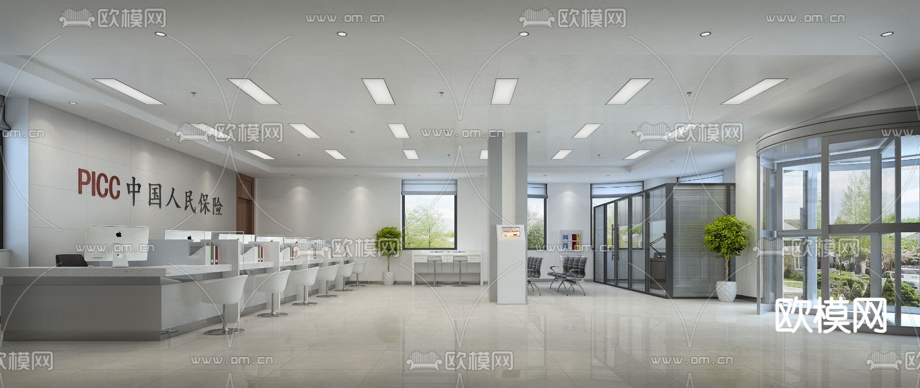 保险大厅免费3d模型下载