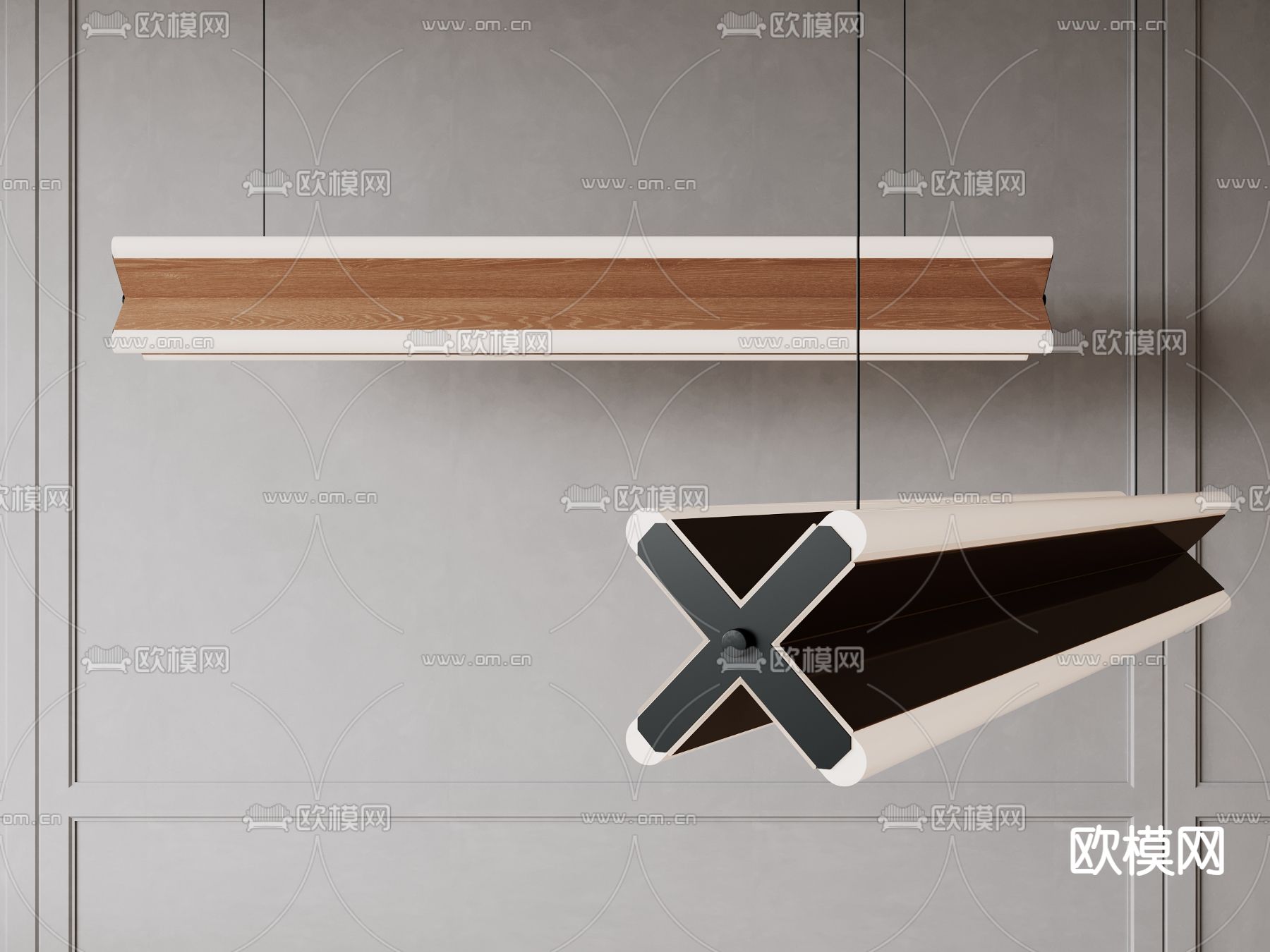 办公吊灯 长吊灯3d模型下载