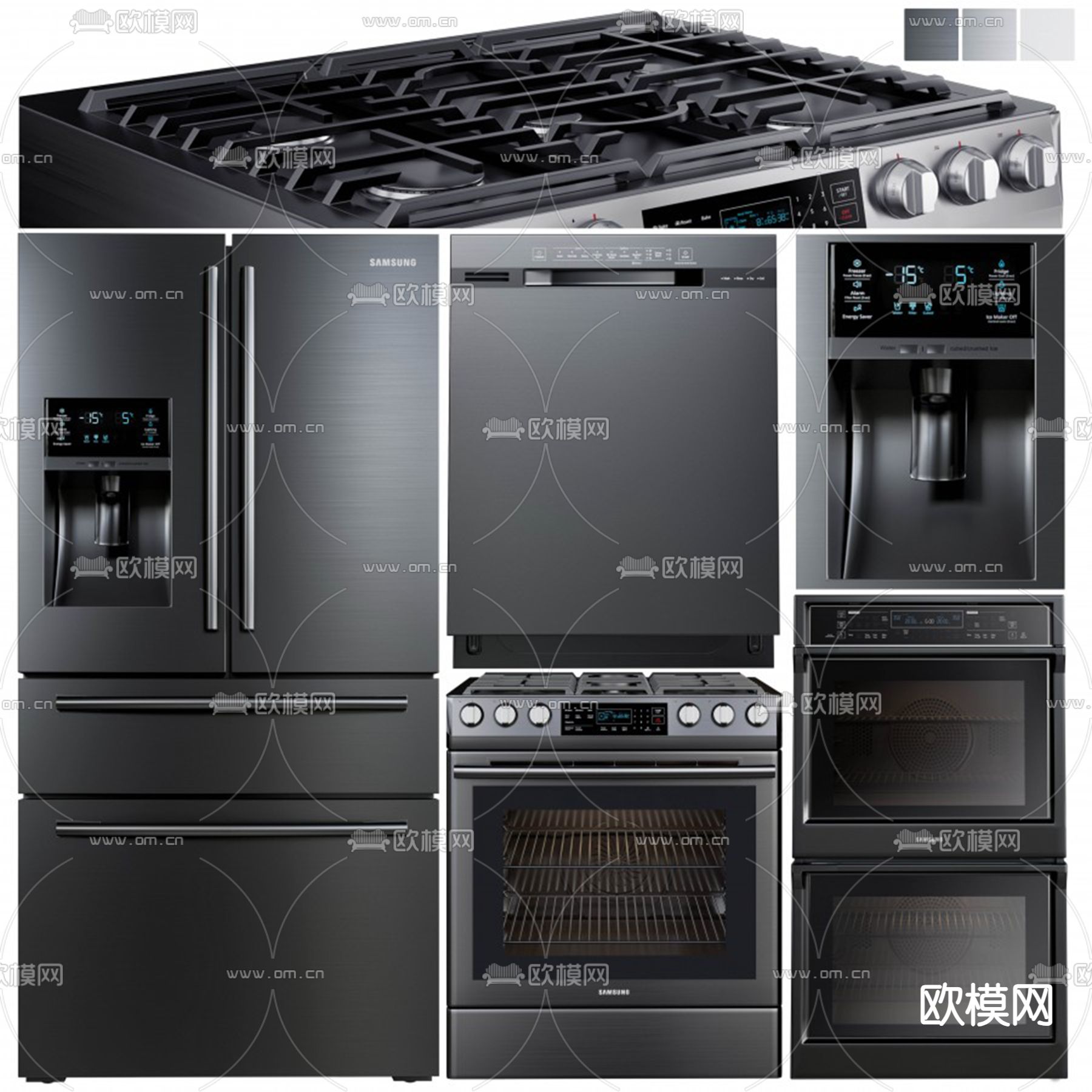 厨房电器 冰箱 烤箱 饮水机 灶台3d模型下载（渲染图1）