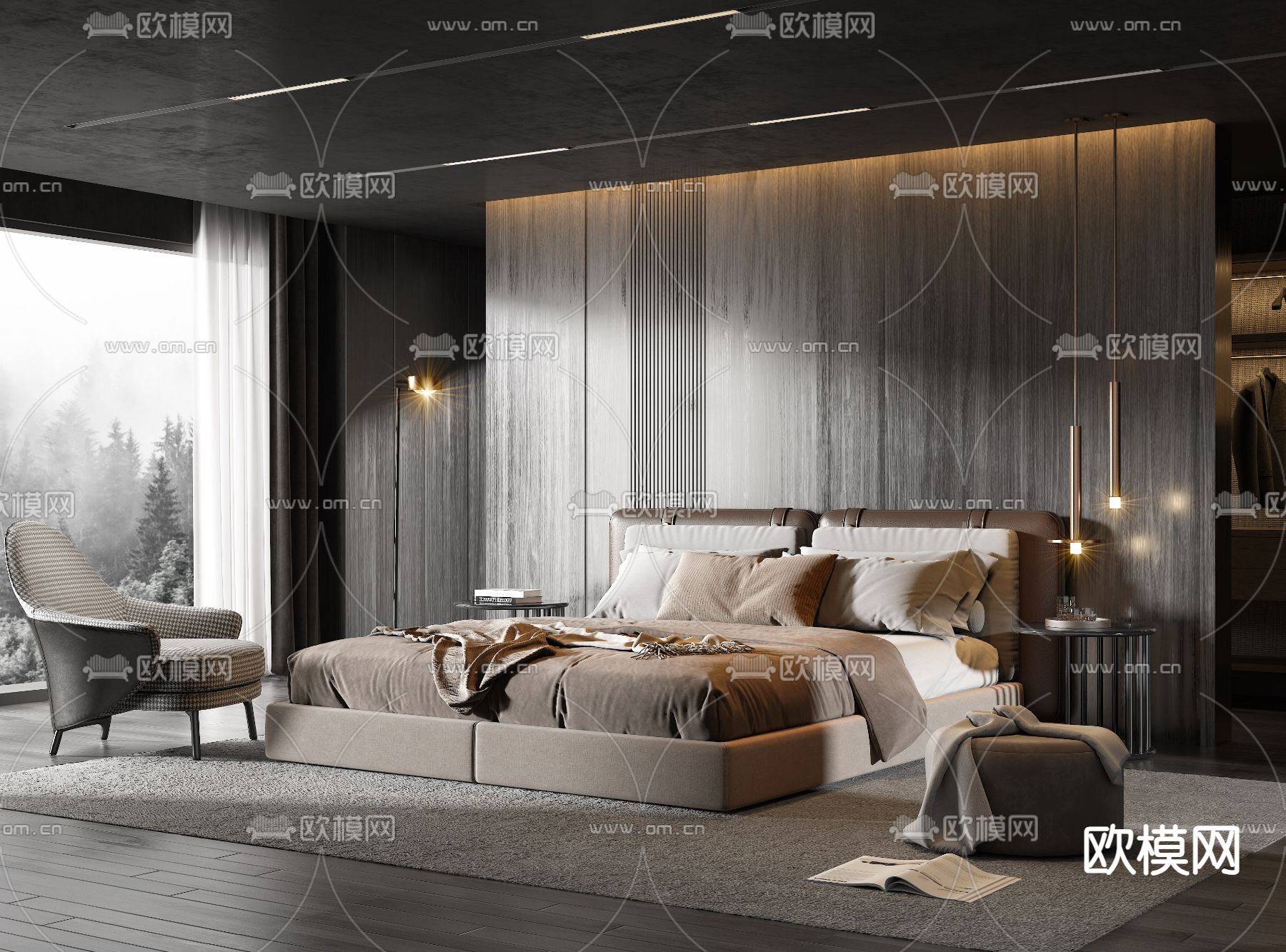 Minotti 卧室 主卧su模型下载（渲染图1）