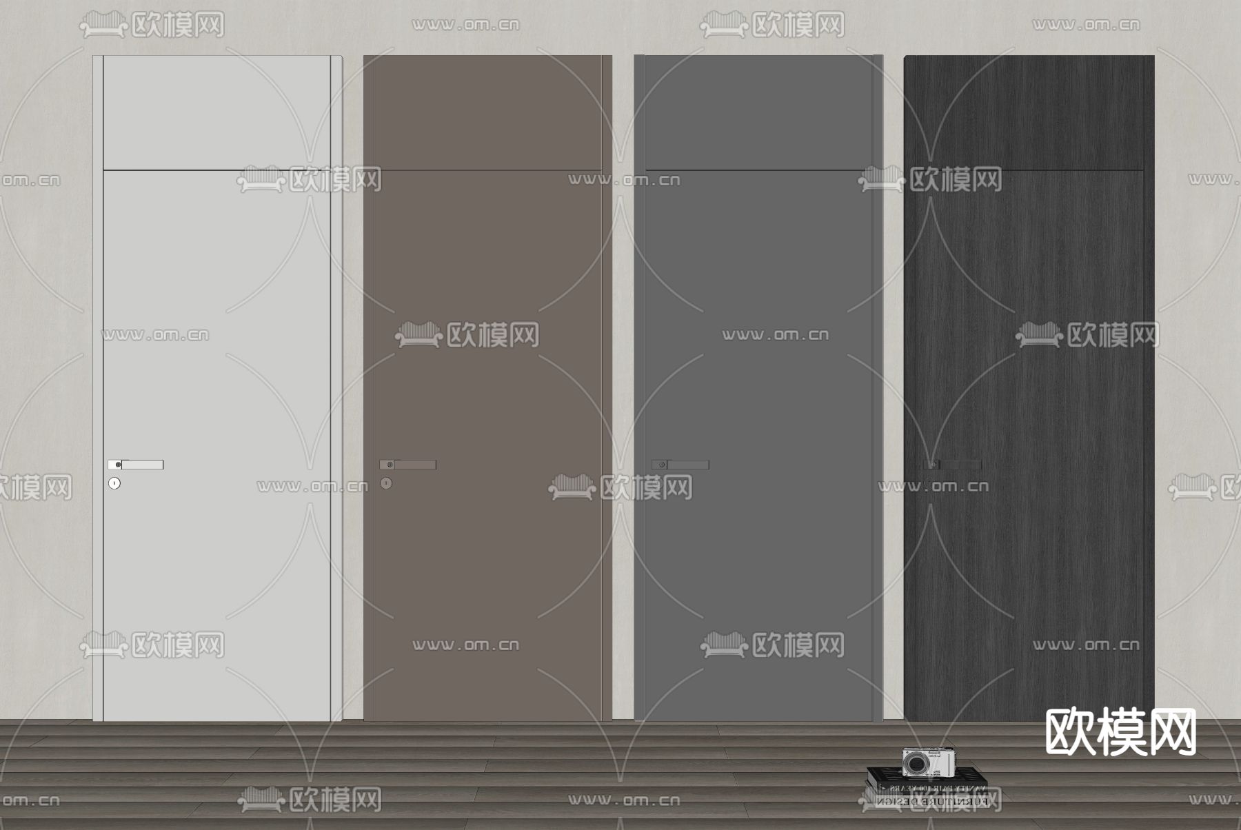 通顶门 单开门  卧室门su模型下载（渲染图2）