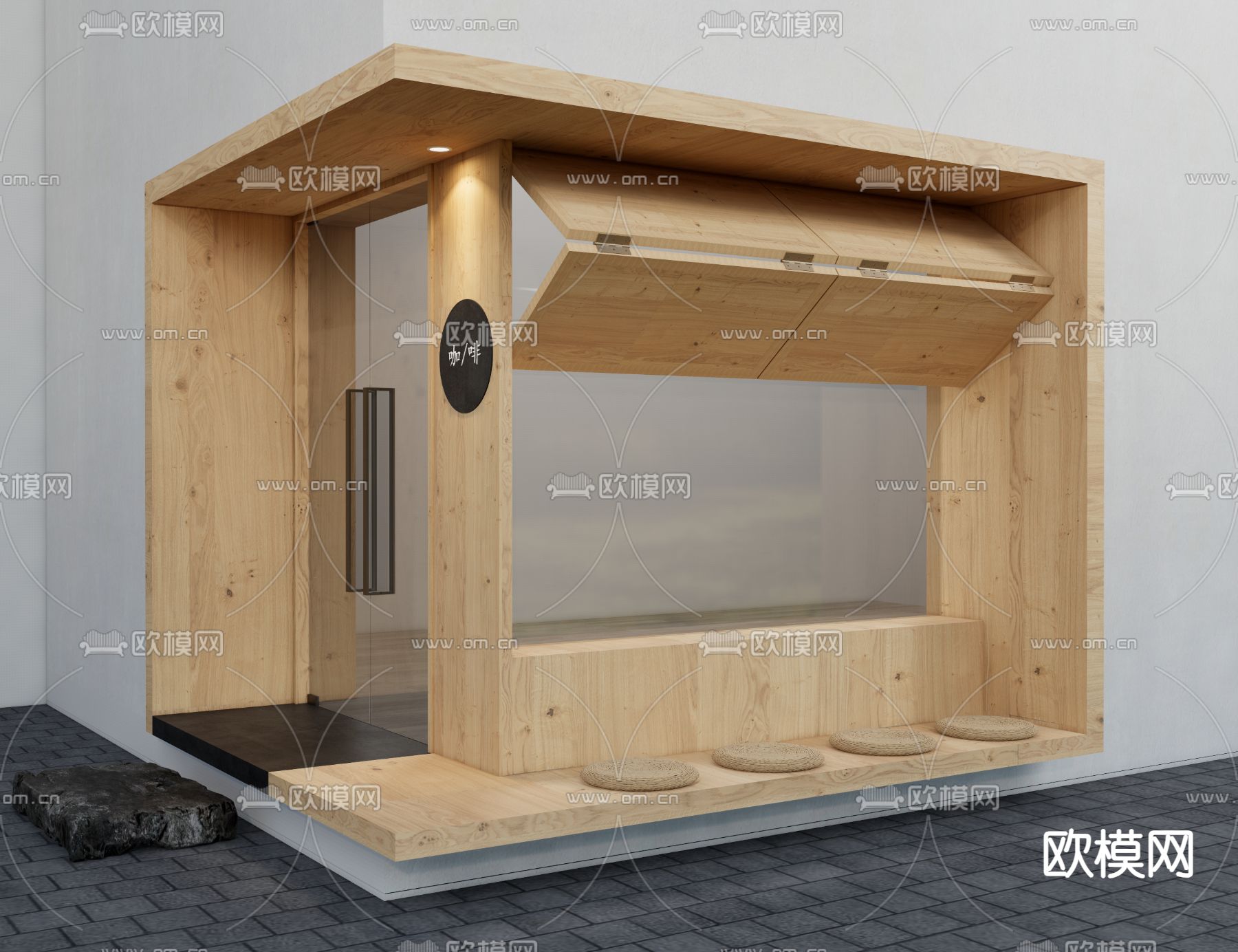 日料店门头su模型下载（渲染图1）