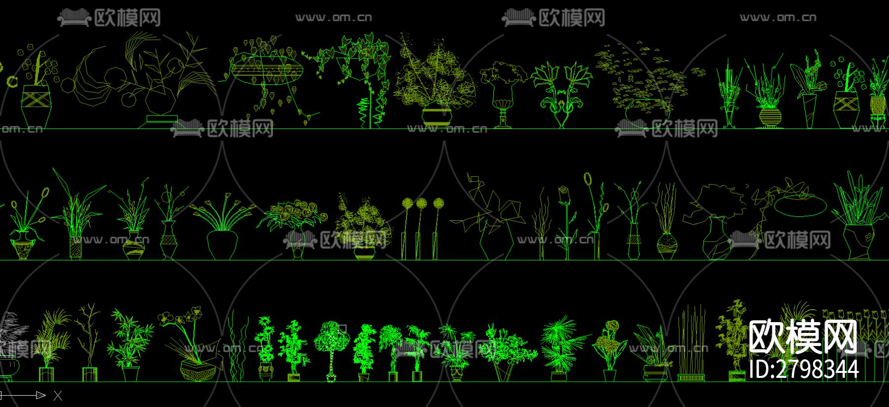 常用植物乔木景观树cad图库下载（渲染图3）