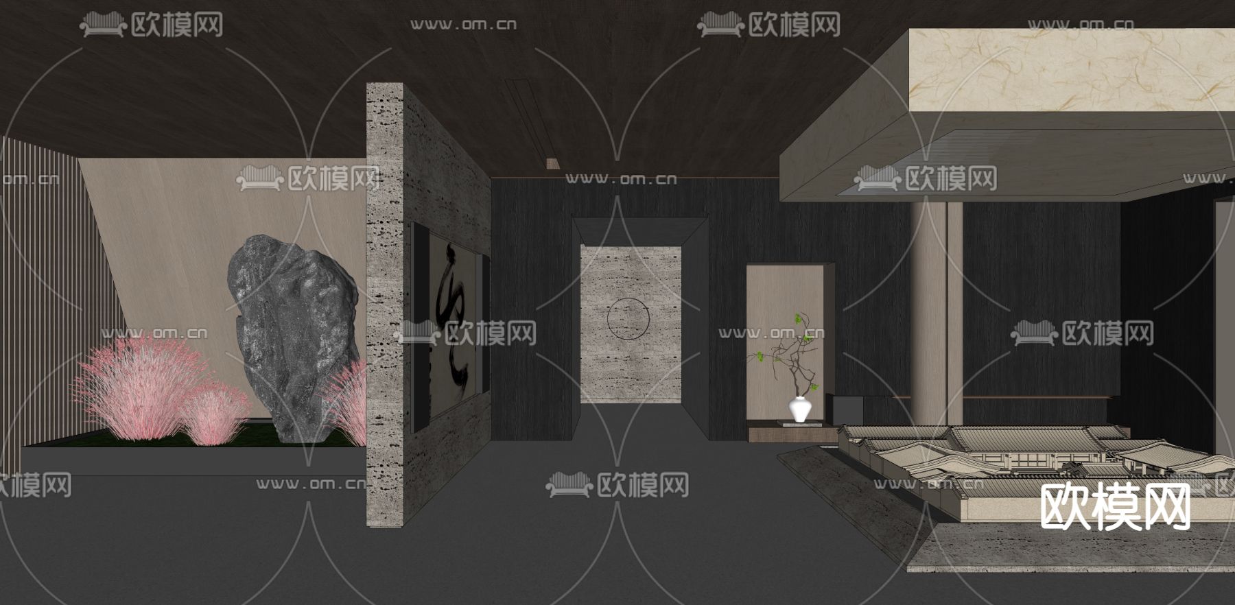 侘寂风展厅su模型下载（渲染图2）