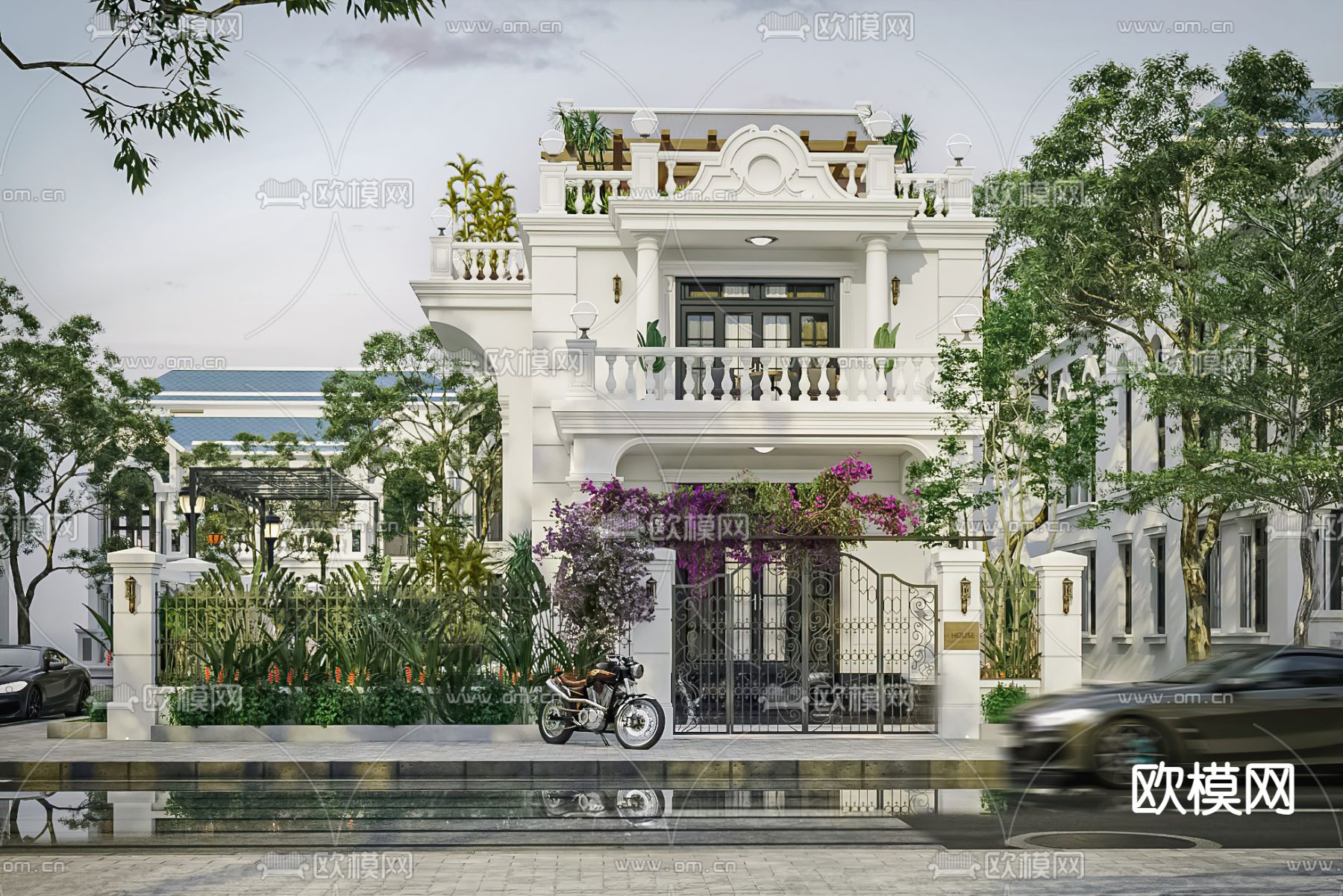 欧式别墅外观3d模型下载（渲染图5）