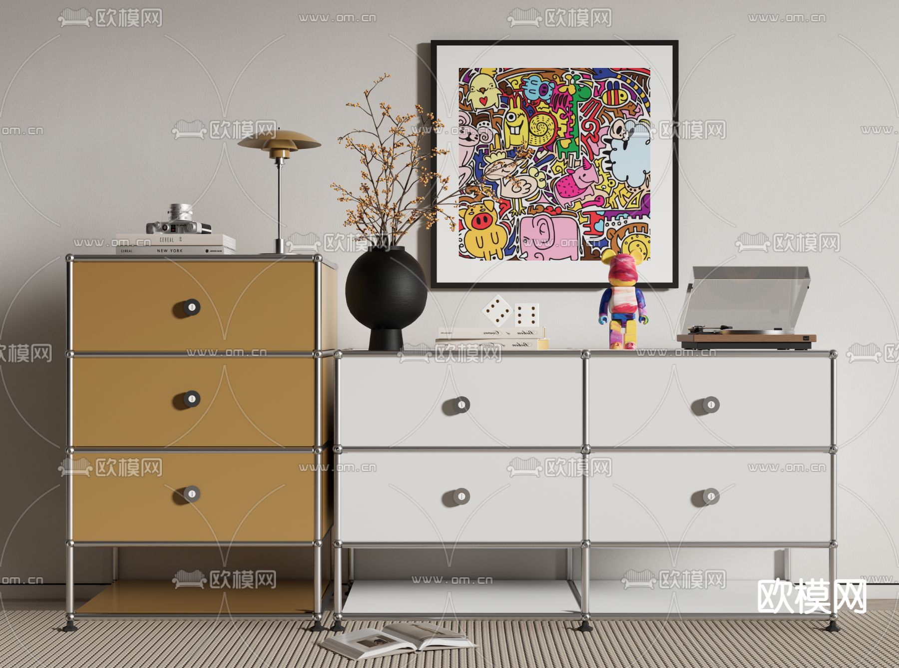 现代斗柜 边柜3d模型下载