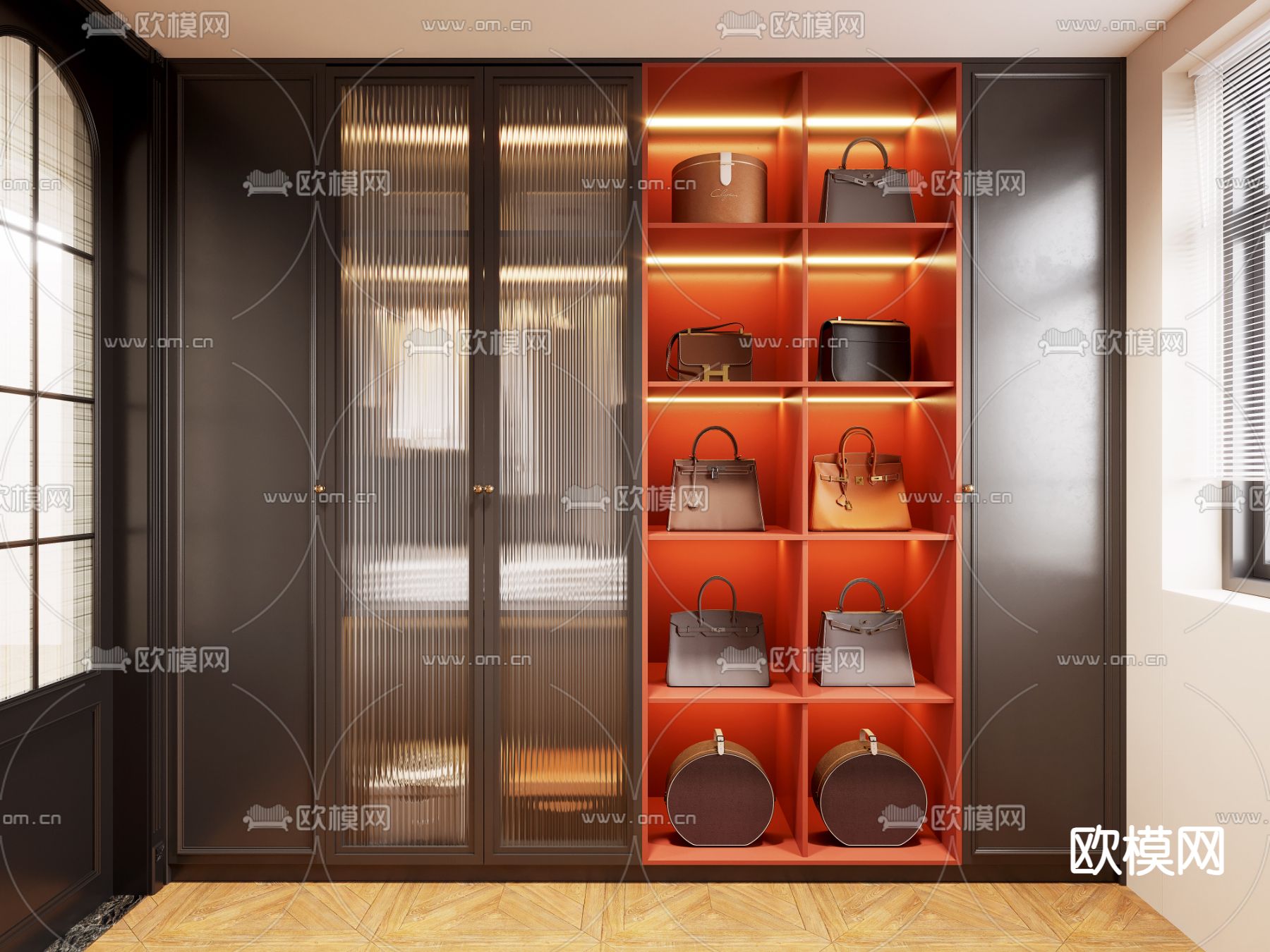 法式衣柜su模型下载（渲染图1）