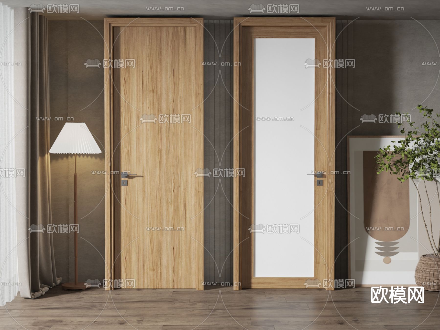 北欧单开门su模型下载（渲染图1）