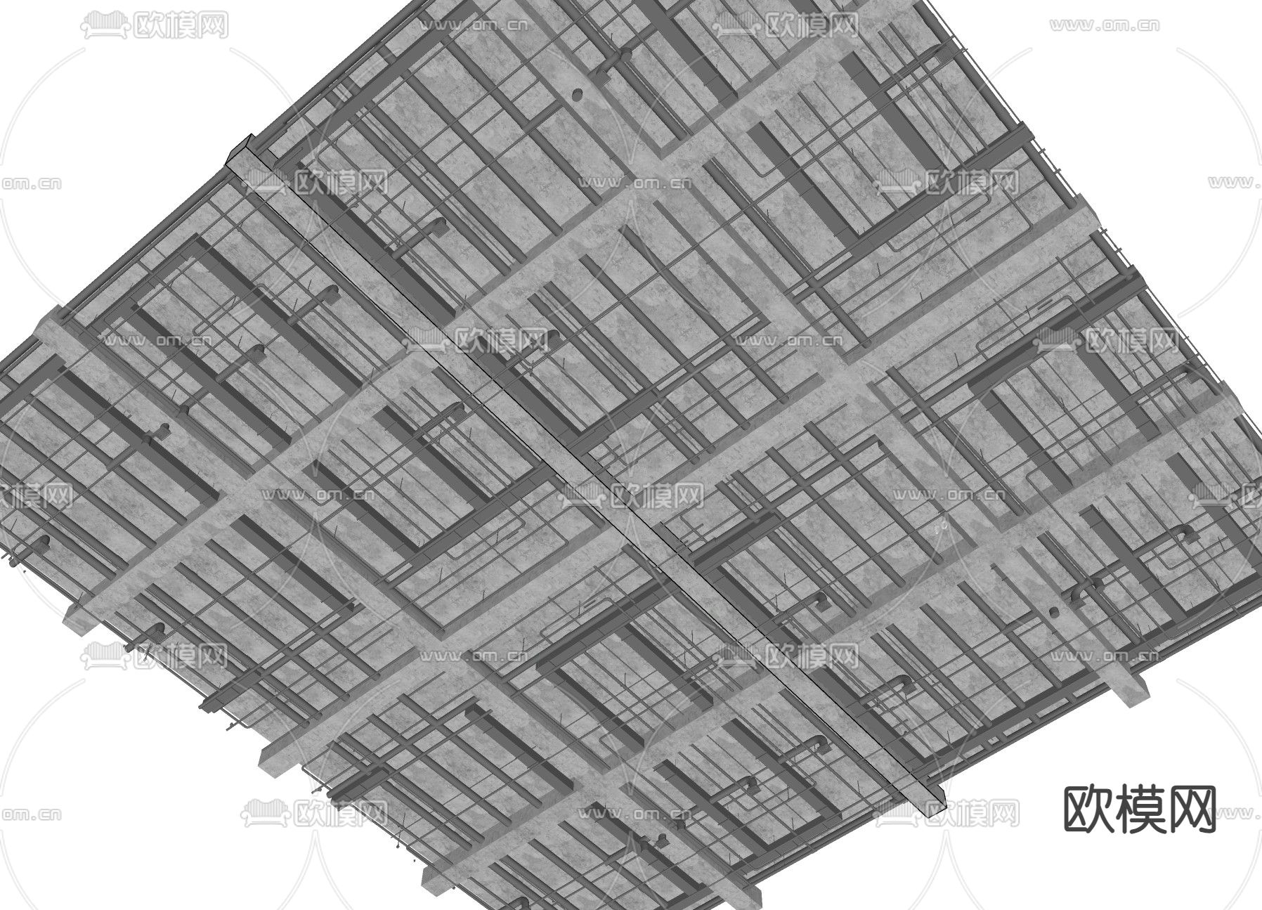 吊顶  空调管道su模型下载（渲染图2）